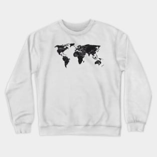 World Map Black Crewneck Sweatshirt